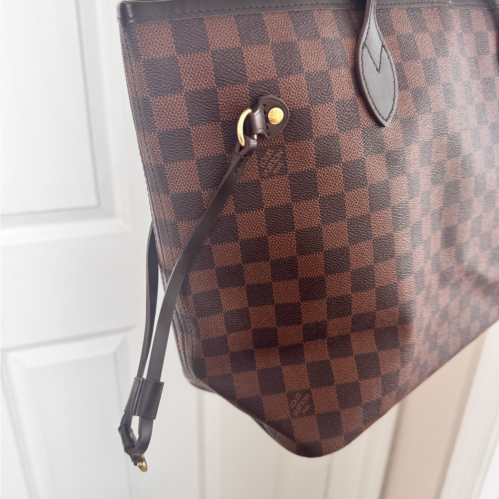 Source Unknown Dark Brown Checkered Tote - image 7